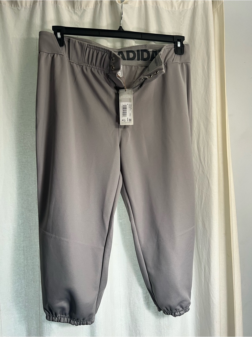 adidas Women's Gray Elastic-Waist baseball pant